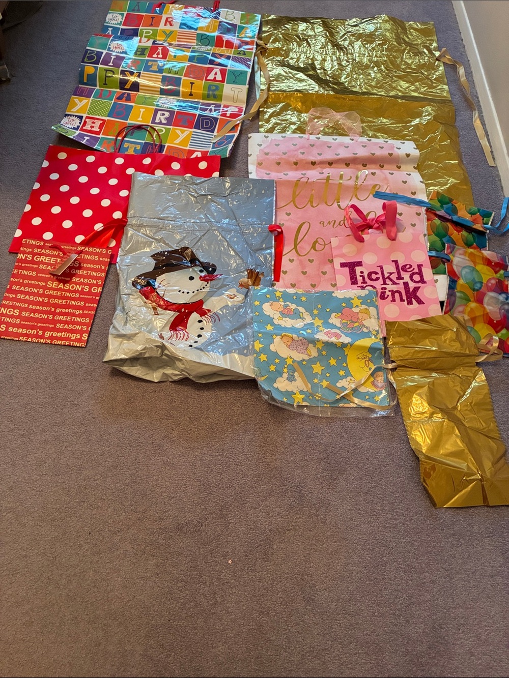 Assorted bundle of Colorful Gift Bags & Baby Wrapping Paper